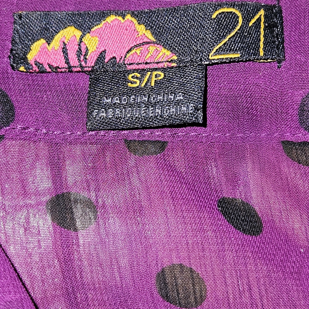 Vintage Purple With Black Polka Dot Women's Short Sleeve Blouse - Picture 2 of 7